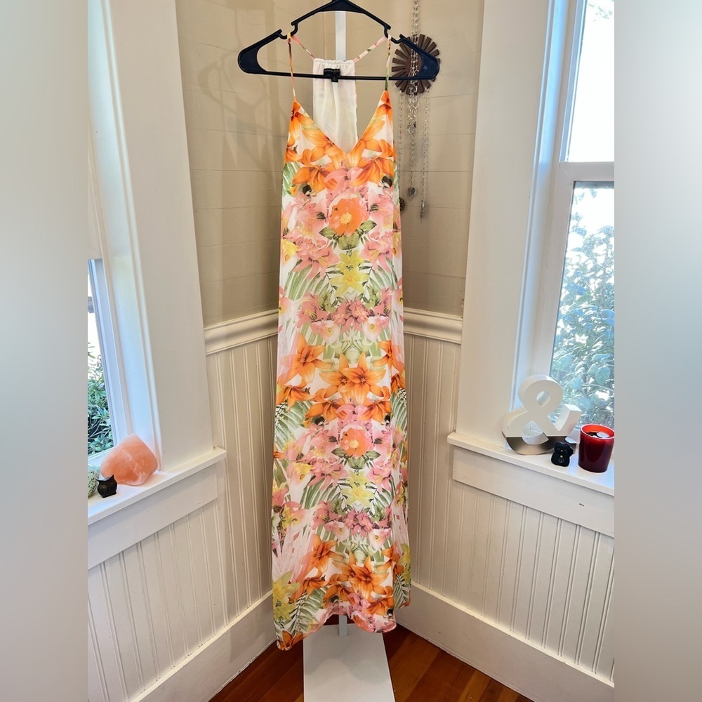 Banana Republic Factory Floral Maxi Dress - Orange, Pink, Green